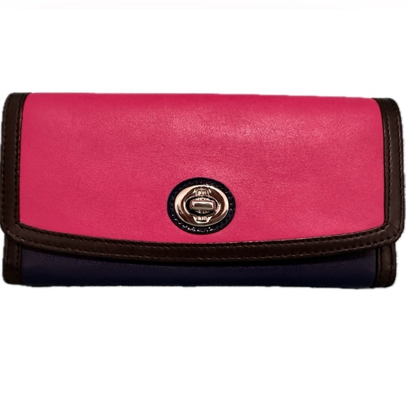 Coach Handbags - Authentic COACH  Colorblock Leather Accordion Wallet.